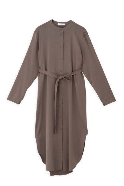 SATIN SANDWASHED SHIRTDRESS DR2735 TAUPE