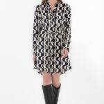 SATIN PRINT MINI DRESS DR2741 BLACK