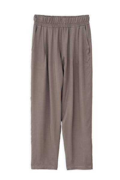 SATIN PLEATED PANTS TR4361 TAUPE