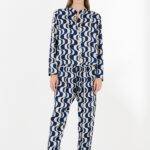 SATIN PRINT PLEATED PANTS TR4447 BLUE