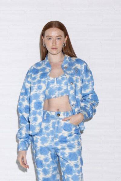 Flower Bomber Jacket Blue SF502