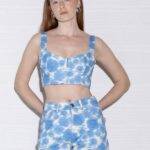 Jean Crop Top Flower Blue SF520