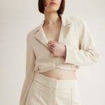 Katie Cropped Blazer Ecru