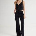 Scarlet Velvet Flare Pants Black