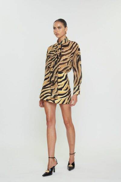 THALIA MINI SKIRT | CARAMEL ZEBRA
