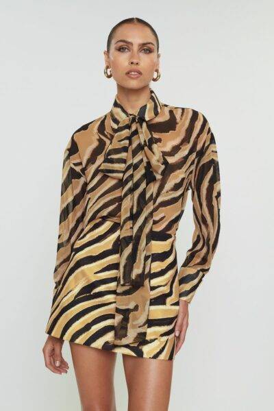 MILA SHIRT | CARAMEL ZEBRA