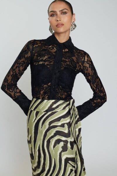 ELLORA LACE SHIRT | BLACK