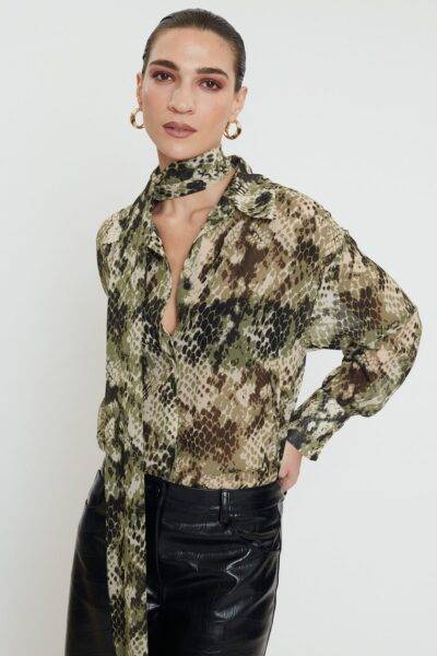 MILA SHIRT | OLIVE SNAKE