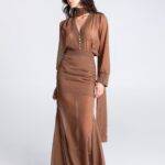 CARAMEL POLKA DOTS MAXI SKIRT