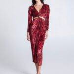 AMAROSE MIDI VELVET DRESS