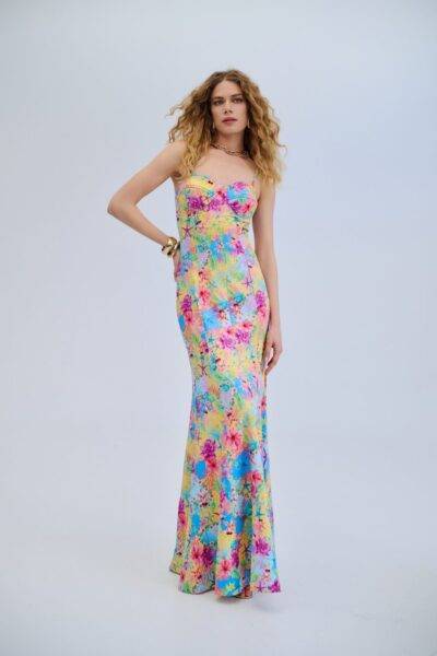 Sunburnt strapless maxi dress