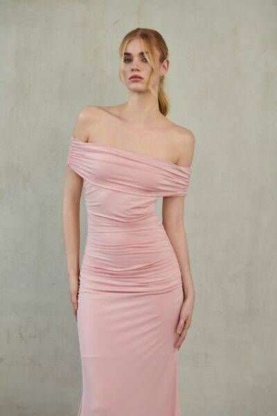 Off Shoulder Maxi Dress | Baby Pink