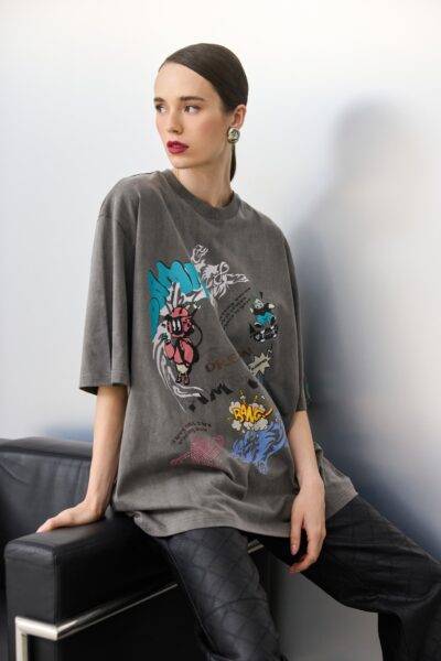 Cheetah Used Grey T-Shirt (Rock on)