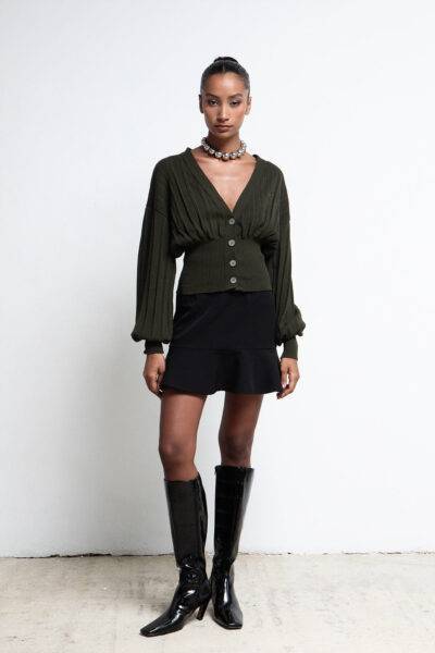 BLACK FLOUNCE MINI SKIRT