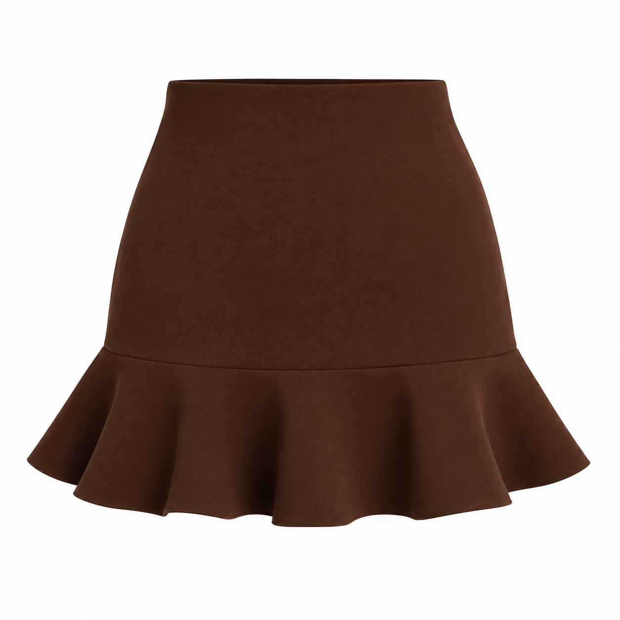 Chocolate_Brown_Flared_Ruffle_Mini_Skirt